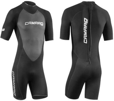 CAMARO Flex Skin Combinaison de surf shorty en néoprène pour homme, 3 mm, pour surf, tuba, plongée, SUP, wakeboard et sports nautiques jusqu'à 6XL