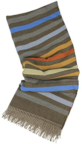 Rotfuchs Decke Wolldecke Kuscheldecke Plaid Wohndecke Streifen kitt-braun 100% Wolle (Merino)