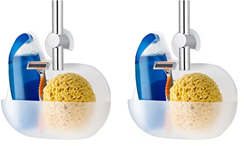 HOMESHOPA Shower Caddy, 2 Pack Plastic Hanging Basket Organiser for Kitchen & Bathroom, No Drilling, Easy Removable With Hanging Clip, Wall Toiletry Washroom Shelf