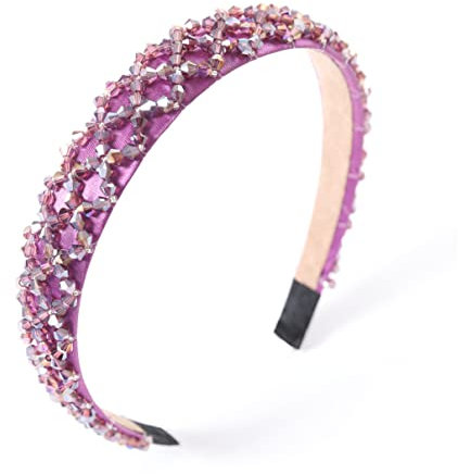 Gmmidea Fasce per capelli con strass di cristallo per donne e ragazze Bling scintillante fascia per capelli imbottita per vacanze matrimonio accessori per capelli viola