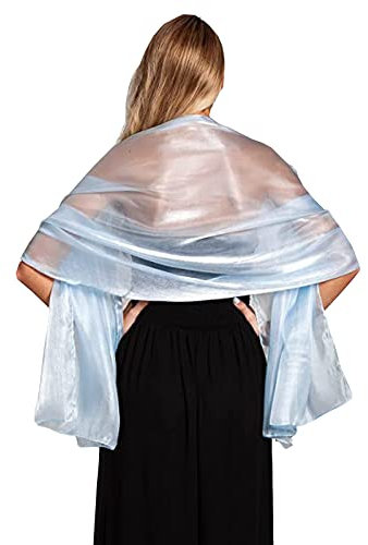 NiceYnn Chiffon-Organza-Schal für Abendkleider, Übergröße, 170 x 72 cm, durchsichtig, glatt, seidig, Schal, Hochzeit, formelle Party, Hellblau, hellblau