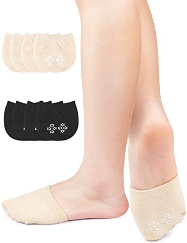 Kiiwah 4 Paar Zehentopper Socken, Damen Rutschfeste Vorfußsocken, Atmungsaktive Unsichtbare Halbsocken Mädchen Ballerina Socken für High Heels