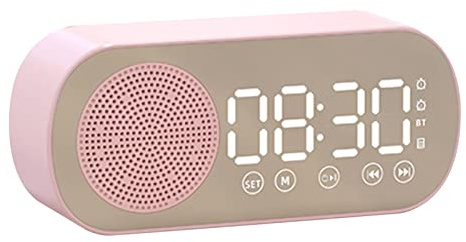 Shanrya Digitaler Radiowecker, Multifunktional, Effiziente Planung, Intelligenter Spiegel, Wecker, Lautsprecher, Kompakt für das Büro (Rosa)