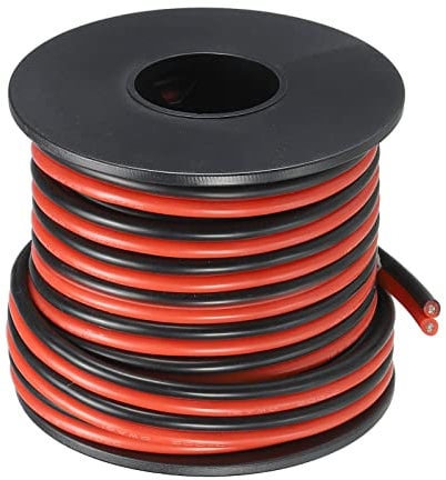 sourcing map 16 Gauge Wire 2 Conductor Parallel Silicone Wire 16AWG Stranded Wire Electrical Wire Tinned Copper Wire Spool 7.5m/25ft for LED Strip Extension Cable, Car Model, Internal Wiring