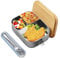 1200ML Bento Box für Erwachsene/Kinder, Bento Lunchbox, Premium Edelstahl Lunchbox mit Holzdeckel 1200ML, Brotdose mit 3 Fächern, Mikrowelle, Spülmaschine Sicher, Geeignet für Schule,Arbeit,Picknick