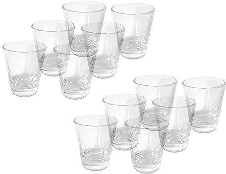 Provance Lot de 12 verres à shot courts Tequila - 2 cl - 4 cl - 20 ml et 40 ml - Verres à vodka - Résistants - Fond renforcé - Passe au lave-vaisselle