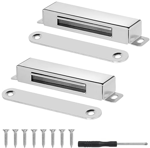 Ainiv Cabinet Magnetic Door Catch, 2 Pack Large Stainless Steel Cupboard Door Magnet with Screws & Screwdriver, Strong Door Magnetic Catches for Kitchen Wardrobe Drawer Magnetic Cabinet Door Closure
