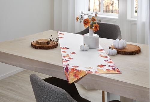 KAMACA Tischläufer 40x160 cm mit hochwertigem Druck-Motiv Küche Esstisch Eyecatcher Herbst Winter Weihnachten (Blätter im Herbst 40x160)