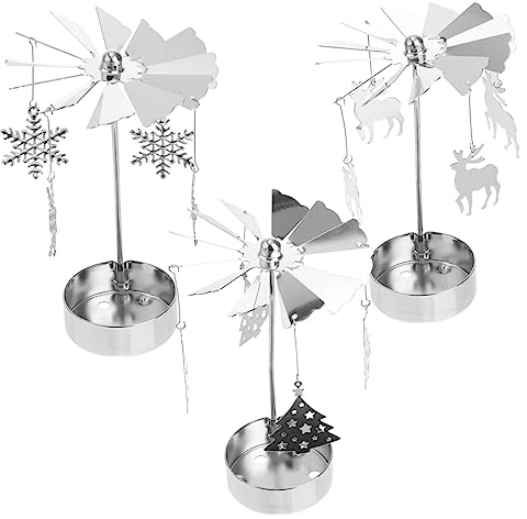 ABOOFAN 3 Stück Heiße Drehbare Kerzenhalter Aus Metall Glas Für Tischdekoration Schreibtischdekoration Kerzenkarussell Weihnachtskerzenhalter Kerzenhalter Tabletts Heimdekoration