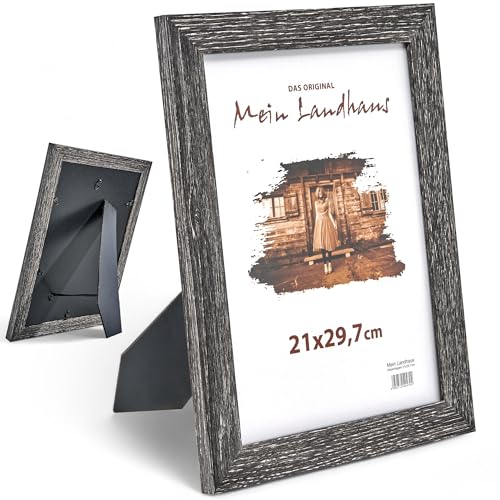 Bilderrahmen, Aufsteller, Photo Frame [Holzoptik] Foto-Rahmen Wand Für deine gemütliche Wohlfühloase im Landhausstil | Holzrahmen, Passepartout, Puzzlerahmen, Wanddeko(Collage/Gallery 5x10x15cm)