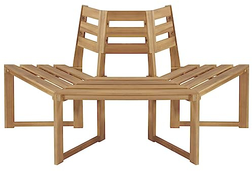 YUHI-HQYD Baumbank,Baum-Bänke,Runde Gartenbank,Freizeitbänke,Terrassenmöbel,Dekorative Bänke,Gartenmöbel,Gartenmöbel Bänke,für Gärten,Parks,Balkone, Halb-Hexagonal 160 cm Massivholz Akazie