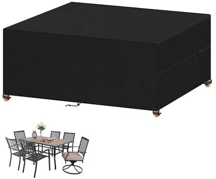 VANSHEIM Housse Protection Mobilier de Jardin Housse Salon de Jardin Exterieur Housse Protection Table Jardin Impermeable Bâche Table Jardin 420D Tissu Oxford Housse de Protection 160x100x75cm