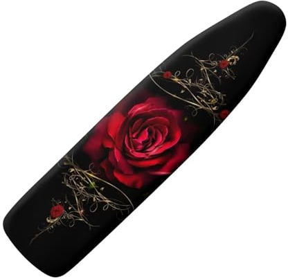 NETILGEN Ironing Board Cover Elasticated Replacement Covers Scorch Resistant with Hook and Loop Fasteners XXL for Dimensions 145-150 x 50-55 cm, Red Rose
