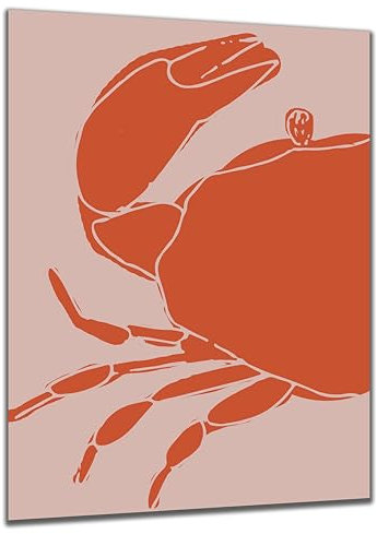 DARO Design - Wand-Bild Abstrakt Krabbe rot auf 6mm HDF 60x40 cm - Wand-Deko Bilder Geschenk