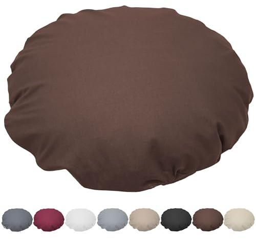 Nurtextil24 Kissen Rund 30cm Ø Durchmesser Braun Sitzkissen Dekokissen | Rundkissen 100 % Baumwolle mit Reißverschluss - Verwendung als Bodenkissen, Stuhlkissen, Sofakissen, Kopfkissen - Waschbar