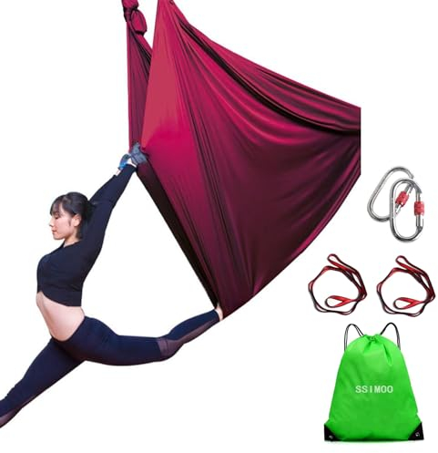 SSIMOO Aerial Yogatuch, Yogatuch Zum Aufhängen, Yoga-Schaukel, Therapieschaukel, Schaukeltuch, Akrobatik Zubehör, Yoga Vertikaltuch, Yogatücher, Yoga Band für Erwachsene Kinder Indoor(5X2.8M) (Color