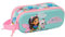 Safta GABBY'S Dollhouse 3D Trousse Double 3D pour Enfant, idéale pour Les Enfants d'âge Scolaire, Confortable et Polyvalente, qualité et résistance, 21 x 6 x 8 cm, Couleur Bleu Ciel/Rose, Bleu
