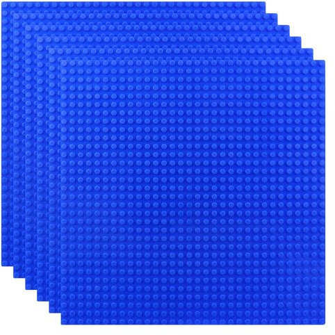 KEWUZY Set of 6 Building Plates, 25 x 25 cm, Compatible with Most, Deep Blue Base Plate