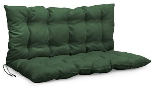 Mg Design Bankauflage 120 x 50 x 50 cm Kissen grün - Sitzkissen & Rückenkissen aus Polsterstoff, mit weicher Füllung, mit Schnüren zum Binden - Gartenbankauflage, Bankkissen