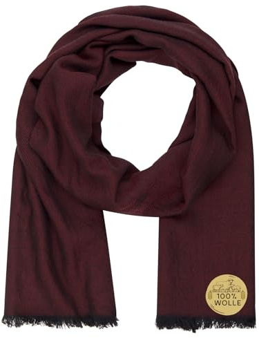 LINDENMANN Herren Textil-Schal bordeauxrot – 100% Wolle, gewebt