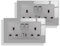 JIMEIDA 2 Pack Double Switched Socket Grey 20W Fast Charging 13 Amp with USB A and Type C Charging Ports Crystal Glass Panel Switched Socket