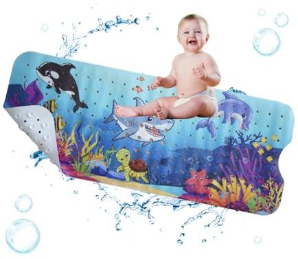 SchönerR Badewannenmatte für Kinder & Babys - 100% BPA-Frei - Antirutschmatte - 100x40cm - Weiches Motiv - Hohe Qualität
