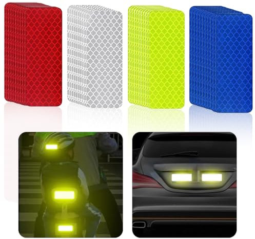 40 Piezas Pegatinas Reflectantes Cinta Adhesiva Reflectante para Moto Vehículo Coche Bicicleta Casco Rígido, Cinta Reflectante Reflectores de Visibilidad