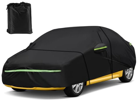 Uzoyfoda Autoabdeckung wasserdicht für VW Beetle 1998-2023, Allwetter Vollständige Außenabdeckung mit seitlichem Tür-Reißverschluss und winddichtem Gurt, Sonne, Regen, Schnee, UV-Schutz, Vollgarage