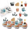 Xsstarmi 56 Pack Movie Theme Edible Cupcake Toppers Rice Paper Movie Night Roll Camera Popcorn Cupcake Picks Decorations for Baby Shower Kids Birthday Movie Theme Party Cake Decorations