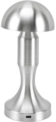 NOENNULL Tischlampe aus Metall, Pilz, Eisen, 3 Farben, LED, 1800 mAh, Typ C, Touch-Sensor, stufenloses Dimmen, Nachttischlampe für Restaurants, Wohnzimmer, Büro (Silber)