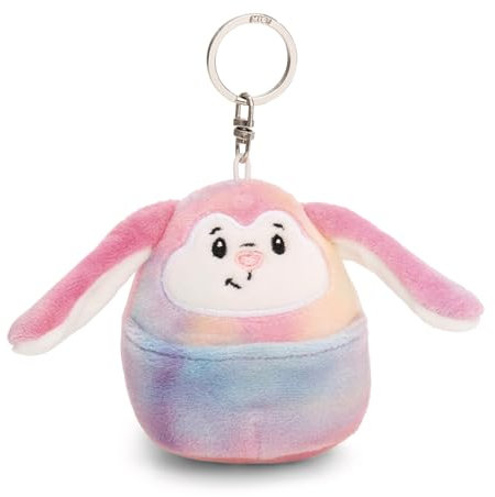 NICI Schlüsselanhänger Chill Hase 8cm-bunt-Plüsch-Begleiter für Rucksack oder Tasche, Kuschel-Anhänger mit Metallring für Schlüsselbund & Schlüsselhalter | 61753
