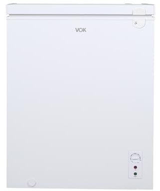 VOK Arcon Congelador Pequeño Horizontal de 137 L Ancho 63 cm - Función Dual, Congelación Rápida, Luz LED, Bloqueo de Seguridad, Silencioso 40dBA, Bajo Consumo, Autonomía de 21 h, Blanco