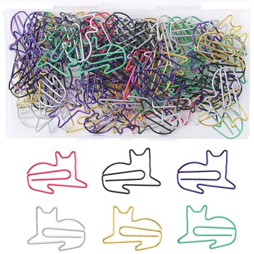 50 Stück Büroklammern katze, Katzen-Büroklammern lustige buntes Tier-Design Büroklammern Niedliche Büroklammern in Tierform Katzen-Lesezeichen Geschenke für Frauen Männer Katzenliebhaber