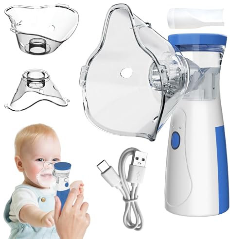 Nebuliser Machine for Adults & Kids,Finer Mist & Quieter,Adjustable Nebuliser for Kids & Adults,Efficient Nebulizer - 2 Ways of Use,Portable Steam Inhaler for Adults & Kids Travel Home (Blue)