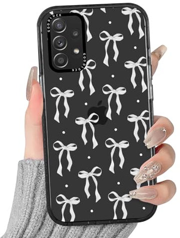 Yirlbey Transparent HandyHülle für Samsung Galaxy A52 4G/A52 5G/A52s 5G Schleifen Hülle, Aesthetic Muster Niedlich Design Mädchen Geschenk Schutzhülle, Silikon PC Case Cover für Samsung A52s 5G 6,5