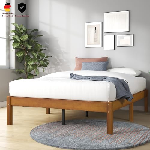 Zinus Ellie Bett mit Stauraum unter dem Bett - Bambus und Holz Plattform Bettgestell