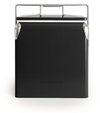 CREATE/Cooler Retro/Kühlbox 13L Thermokühlbox Schwarz/Mit Flaschenöffner, effiziente Isolierung, max. Gewicht 15Kg, leicht und einfach zu transportieren