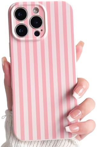 Lovmooful for iPhone 16 Pro Max Case Cute Color Striped Design-Pink | Cute Color Striped with Aesthetics Design,for Girls Women Girly,Soft TPU Case,Shockproof Protective