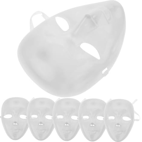 TOYANDONA 6 pcs DIY Blank Full Face Masks for Painting Sturdy Plastic Cosplay Props for Masquerade Costume Party and Role Playing Unpainted Craft Masks for Creative Decoration
