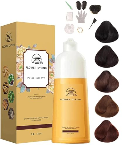 2025 Japanisches Blütenblatt Rosenhaarfarbe Shampoo, nahrhafte Haarfarbe auf pflanzlicher Basis, langlebige und natürliche Haare Farb Shampoo, Shampoos Haarfarbe, für graue Abdeckung (Coffee)