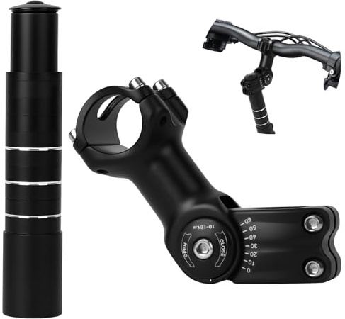 Sweetone Fahrradlenker Vorbau, Lenkererhöhung Fahrrad 31.8mm*110mm, 28.6mm Fahrradgabel Aluminium Verstellbar 150mm, Verstellbar 120 Grad 180mm für MTB, Rennrad, Stadträder