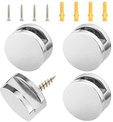 4 PCS Mirror Brackets for Wall 4-6mm Frameless Mirror Mounting Hardware Glass Clamps Wall-Mounted Mirrors Hanger Glass Hanging Bracket with Heavy Duty Long Screws for Bathroom Dresser