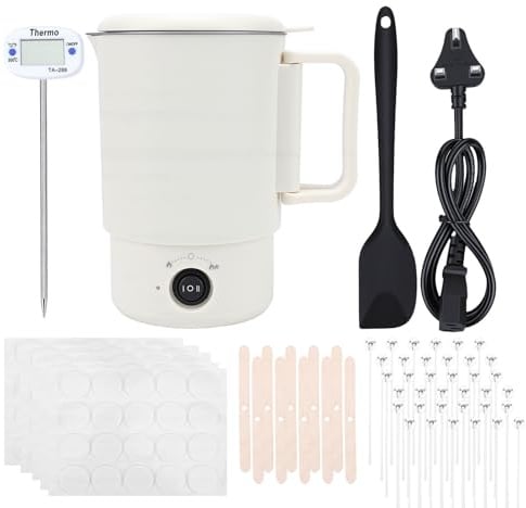 Electric Wax Melting Pot, Candle Making Kit, 800ML Fast Melting Candle Making Supplies for Candle Making, Soap Base, Beeswax, with Thermometer, Stirring Spoon,100 Wicks, 100 Stickers, 10 Stand