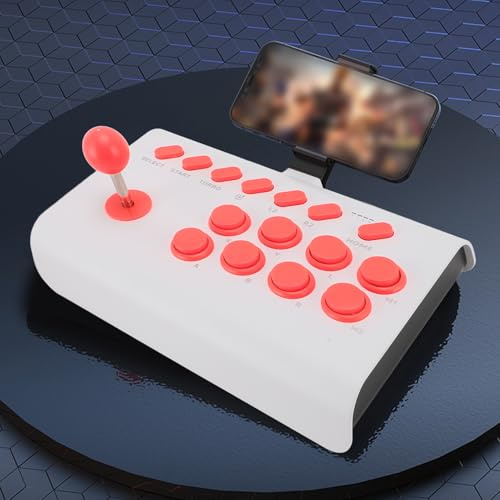 Diyeeni Drahtloser Bluetooth-Kampf-Joystick, Universeller Klassischer Arcades-Kampfspiel-Controller, Unterstützt Turbo und Makro, Kompatibel mit Wins, SteamDeck, NeoGeo Small (WHITE)
