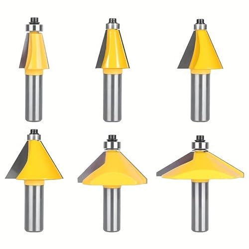 6pcs Multi-angle Chamfered Router Bit Kit Bevel Tool For Wood Edge Joinery Joints And Cabinet Interiors