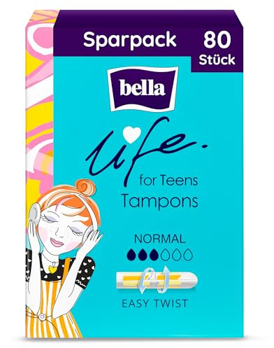 bella life for teens Tampons Normal (80 Stück) für die erste Periode | Anfänger Mädchen, Easy Twist, Schwimmen | 5x16 Vorratspack