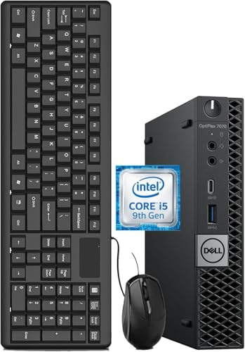 Dell OptiPlex 7070 Mini PC Desktop Computer, Micro PC Core i5-9500 Processor, 8GB RAM, 256GB SSD, 4K Supported, US Qwerty Keyboard, Win11 pro (Renewed)