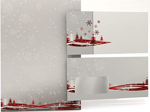 Weihnachtsbriefpapier mit Umschlag 100-tlg. | Fest der Liebe | 50 Blatt Motivpapier A4 + 50 DIN LANG Briefumschläge OHNE FENSTER | weihnachtliches Briefpapier Set
