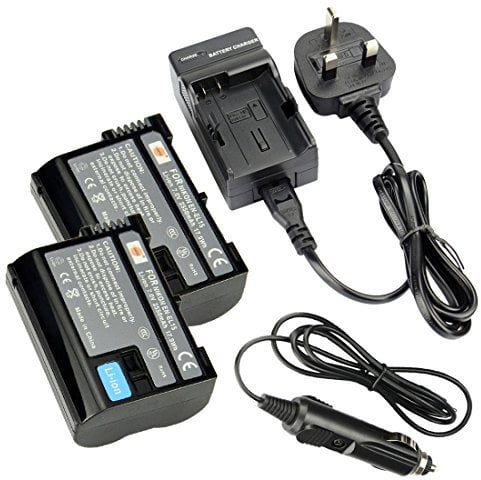 DSTE® 2x EN-EL15 Rechargeable Li-ion Battery + DC113U Travel and Car Charger Adapter for Nikon 1 V1 D600 D610 D750 D800 D800E D810A D7000 D7100 D7200 Camera as Nikon ENEL15