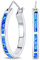Blauer Opal Inlay Dünne Flache Rohr Große Ohrringe Für Frauen .925 Sterling Silber 1 Zoll Oktober Birthstone Erstellt